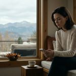 Scarlett sits alone on the terrace of her luxurious Colorado mountain estate after receiving a Thanksgiving exclusion message from her mother.