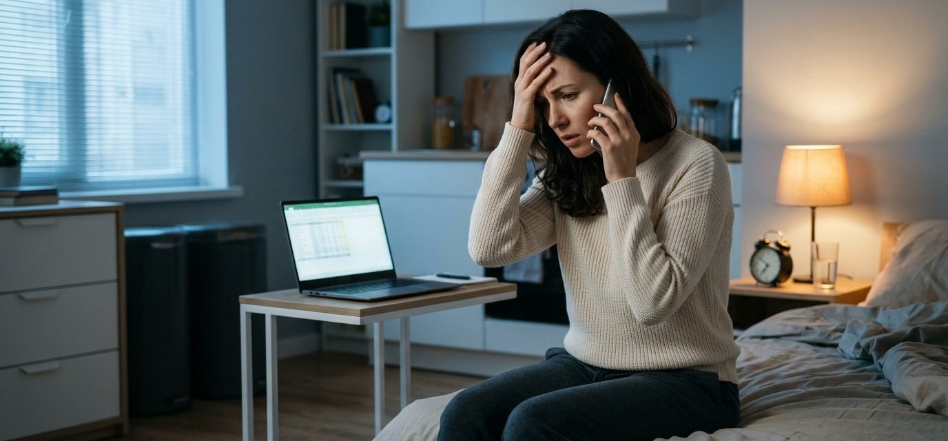 A 31-year-old woman receives an alarming early-morning bank fraud call in her apartment after an attempted $40,000 transfer from her savings account.