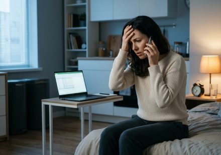 A 31-year-old woman receives an alarming early-morning bank fraud call in her apartment after an attempted $40,000 transfer from her savings account.