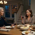 Ruby Kensington sits firmly at her dining table while her daughter-in-law Jessica announces plans to move her extended family into Ruby's house without permission.