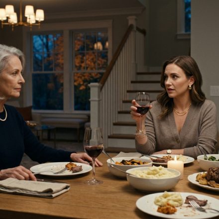 Ruby Kensington sits firmly at her dining table while her daughter-in-law Jessica announces plans to move her extended family into Ruby's house without permission.